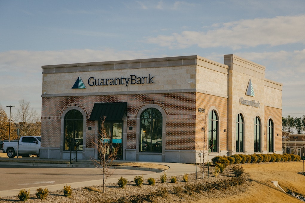 Outside view of guaranty bank building.