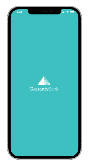 Phone displaying Guaranty Bank app. 