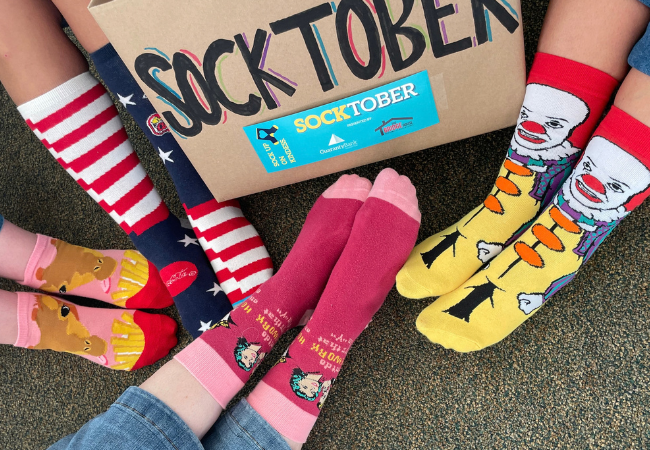 Four pairs of colorful socks